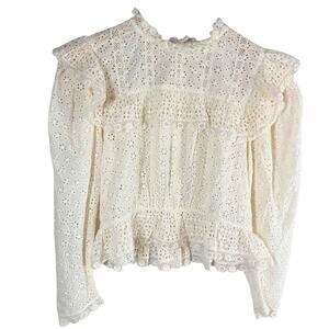 DÔEN Floryn Lace Trim Ruffle Long Sleeve Antique Walnut Small